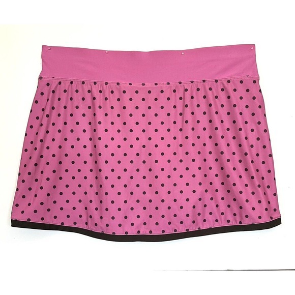 Nike Golf Skort Womens Medium Lined Tennis Pickleball Pink Black Polka dots - Picture 1 of 7